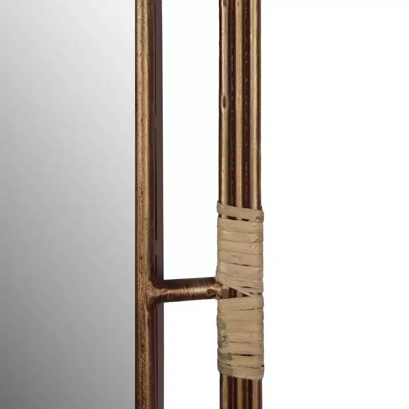 Metal and Rattan Mirror Brown