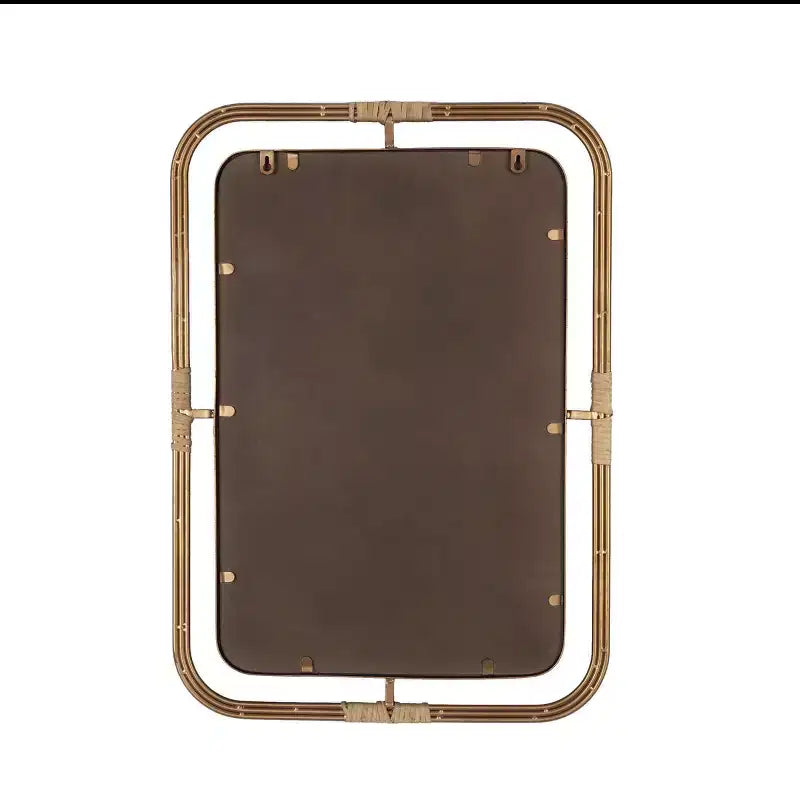 Metal and Rattan Mirror Brown