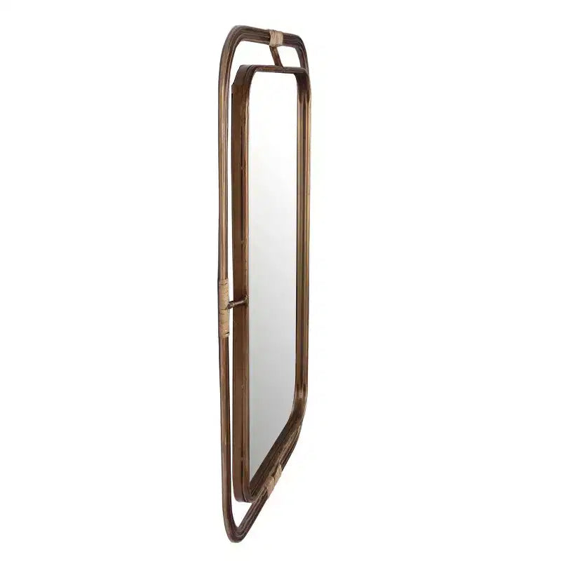 Metal and Rattan Mirror Brown
