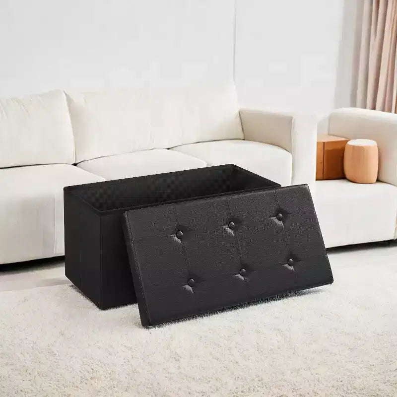 30 Ottoman Storage Bench, Ottoman with Storage, Footstool, Folding Bedroom Bench, Holds 660 lb