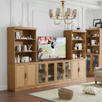 41x31x16 Wood Accent Cabinet with Adjustable Shelf Storage Cabinet without Door Natural