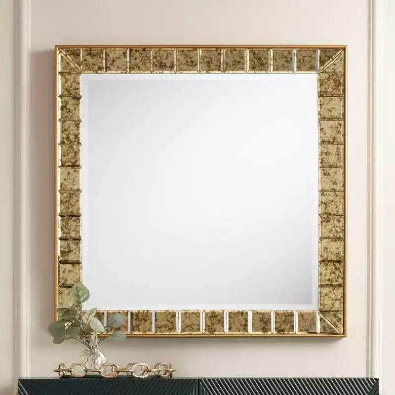 Lanham 31 1/2 x 31 1/2 Square Antique Gold Wall Mirror