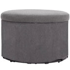 Storage Ottoman with Lid, 24 Inches Round Pouf Ottoman with Storage, Upholstered Corduroy Foot Rest Stool for Living Room, Bedroom