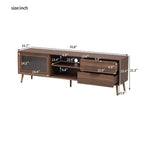Modern TV Stand for TVs up to 80'', TV Media Console with 2 Glass Doors, Entertainment Center with 2 Drawers & Storage Cabinet, Walnut