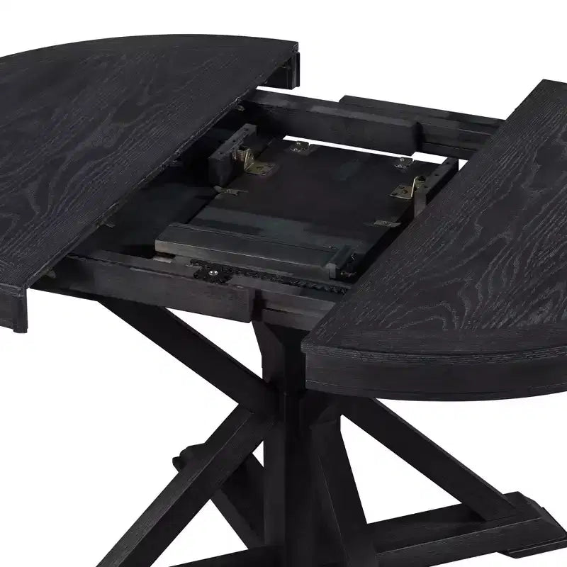 Retro Style Dining Table with Extendable Table and 4 Upholstered Chairs