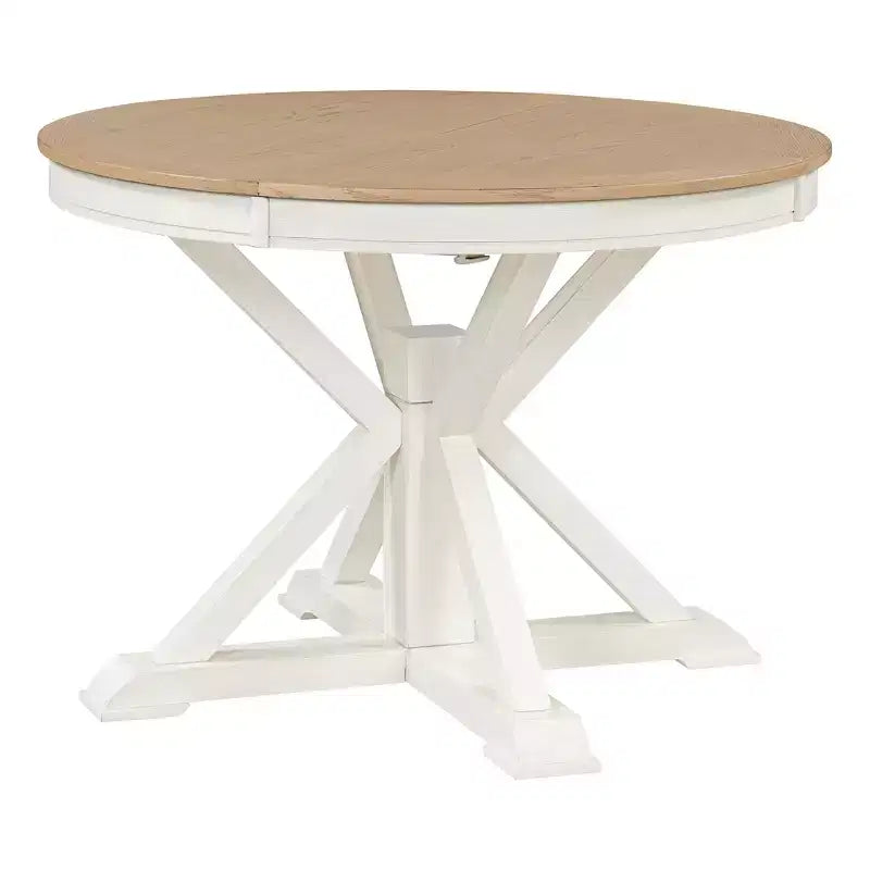 Retro Style Dining Table with Extendable Table and 4 Upholstered Chairs