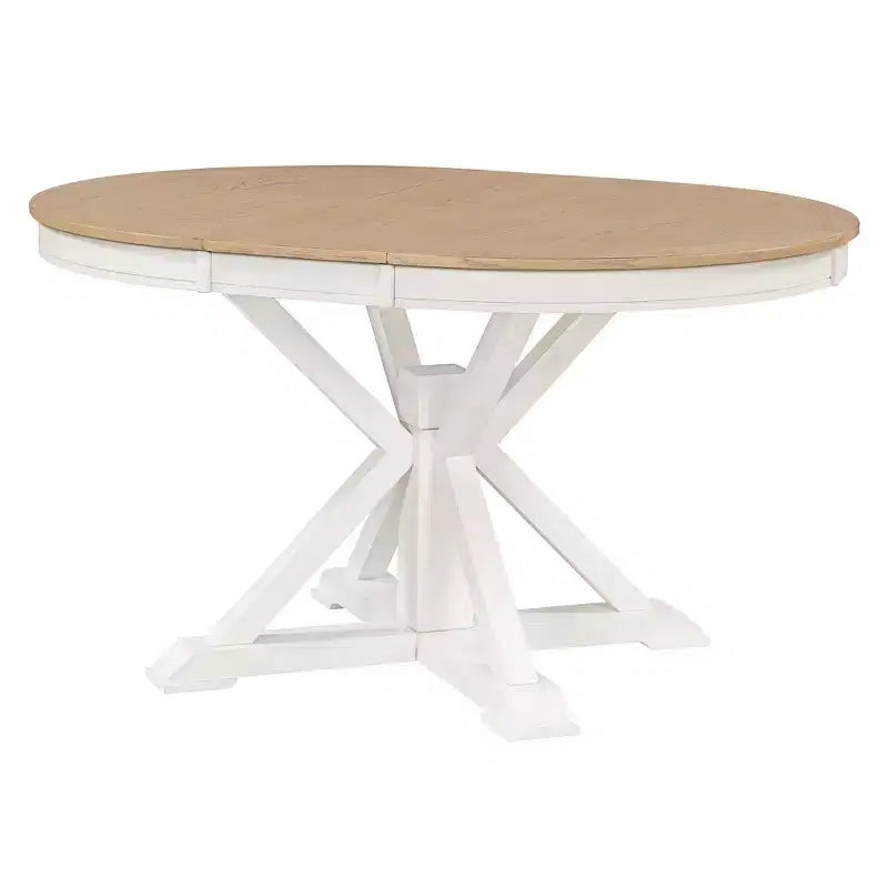 Retro Style Dining Table with Extendable Table and 4 Upholstered Chairs