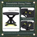 Retro Style Dining Table with Extendable Table and 4 Upholstered Chairs