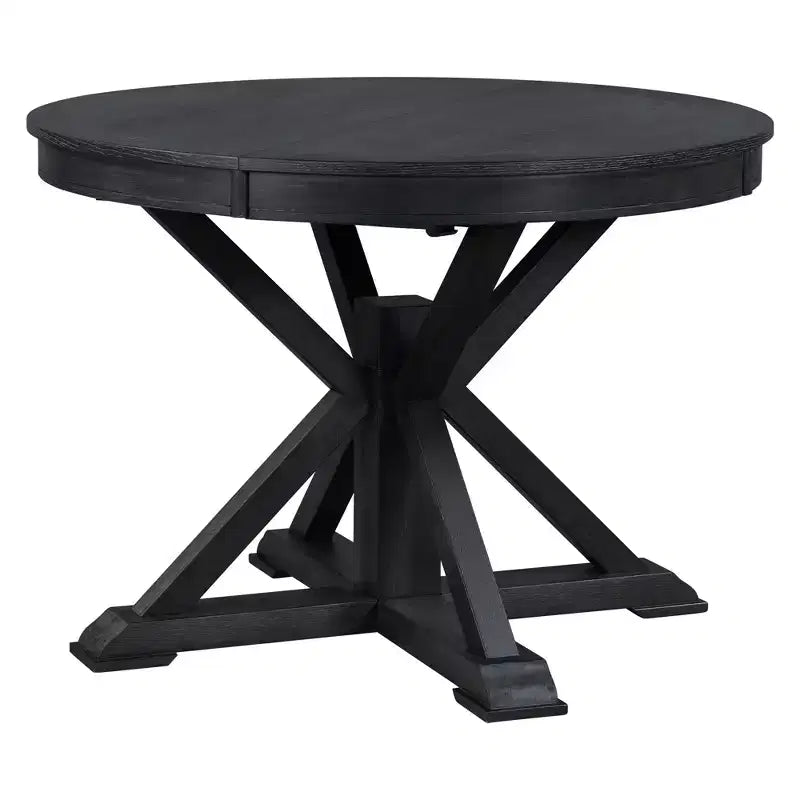 Retro Style Dining Table with Extendable Table and 4 Upholstered Chairs