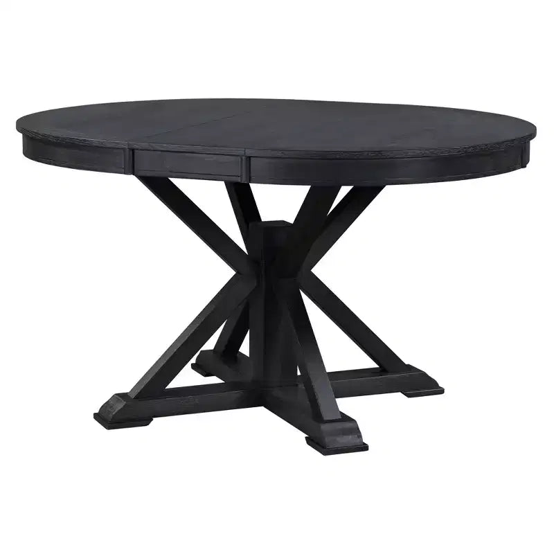 Retro Style Dining Table with Extendable Table and 4 Upholstered Chairs