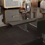 Gloss Dresser with Marble Accents 6 Drawers Storage Cabinet for Bedroom, Living Room, and Kitchen