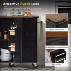 54.5 Black Farmhouse Kitchen Island with Drop Leaf, Rolling Kitchen Cart on Wheels for Home Kitchen Dining Room