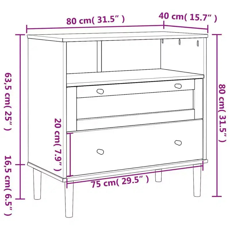 SENJA Dresser Rattan Look Brown 31.5x15.7x31.5 Solid Wood Pine