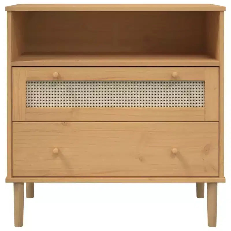 SENJA Dresser Rattan Look Brown 31.5x15.7x31.5 Solid Wood Pine