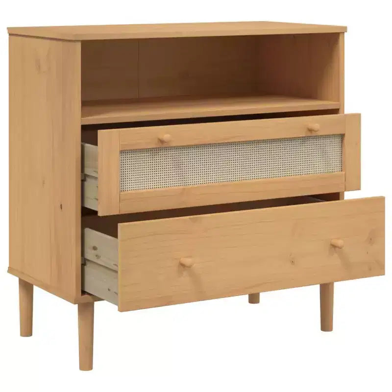 SENJA Dresser Rattan Look Brown 31.5x15.7x31.5 Solid Wood Pine