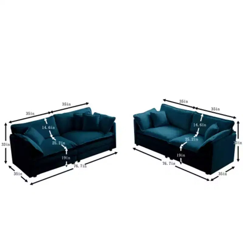 Upholstered Loveseat and Couch Sofa Collection, Ideal for Living Room, Home Office or Lounge, 2+2 Seating