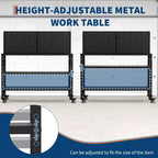 Workbench with Pegboard, Steel Frame Work Table w/ Storage Shelves for Garage & Workshop