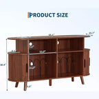 6-Bottle Storage Cabinet w/ Glass Holder & Open Shelves for Kitchen, Dining Room & Living Area
