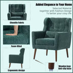 Chenille Accent Chair, Modern Lounge Armchair with Throw Pillow, Ergonomic Back, Tapered Wood Legs, Reading Chair for Living Room, Bedroom