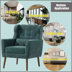 Chenille Accent Chair, Modern Lounge Armchair with Throw Pillow, Ergonomic Back, Tapered Wood Legs, Reading Chair for Living Room, Bedroom