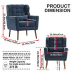 Chenille Accent Chair, Modern Lounge Armchair with Throw Pillow, Ergonomic Back, Tapered Wood Legs, Reading Chair for Living Room, Bedroom
