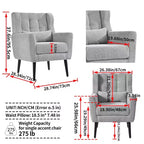 Chenille Accent Chair, Modern Lounge Armchair with Throw Pillow, Ergonomic Back, Tapered Wood Legs, Reading Chair for Living Room, Bedroom