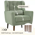 Chenille Accent Chair, Modern Lounge Armchair with Throw Pillow, Ergonomic Back, Tapered Wood Legs, Reading Chair for Living Room, Bedroom