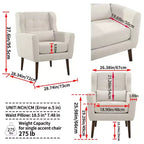 Chenille Accent Chair, Modern Lounge Armchair with Throw Pillow, Ergonomic Back, Tapered Wood Legs, Reading Chair for Living Room, Bedroom