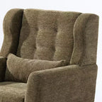 Chenille Accent Chair, Modern Lounge Armchair with Throw Pillow, Ergonomic Back, Tapered Wood Legs, Reading Chair for Living Room, Bedroom