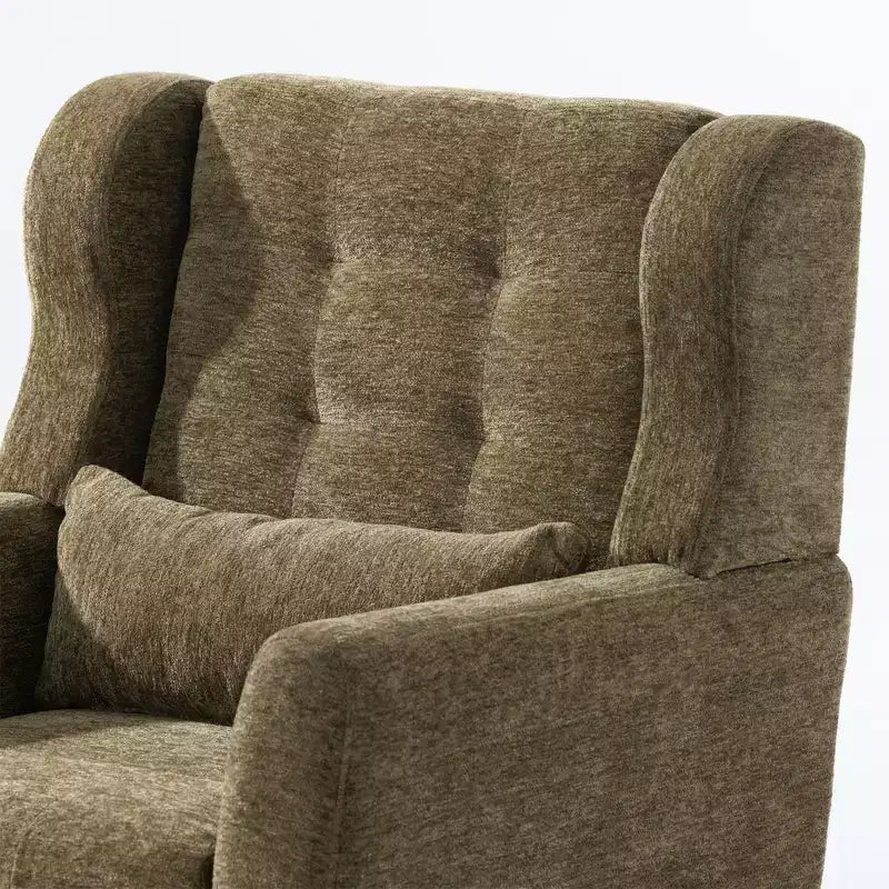 Chenille Accent Chair, Modern Lounge Armchair with Throw Pillow, Ergonomic Back, Tapered Wood Legs, Reading Chair for Living Room, Bedroom