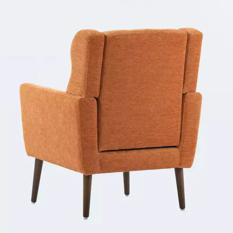 Chenille Accent Chair, Modern Lounge Armchair with Throw Pillow, Ergonomic Back, Tapered Wood Legs, Reading Chair for Living Room, Bedroom