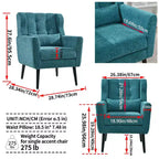 Chenille Accent Chair, Modern Lounge Armchair with Throw Pillow, Ergonomic Back, Tapered Wood Legs, Reading Chair for Living Room, Bedroom