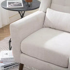 Chenille Accent Chair, Modern Lounge Armchair with Throw Pillow, Ergonomic Back, Tapered Wood Legs, Reading Chair for Living Room, Bedroom
