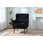 Chenille Accent Chair, Modern Lounge Armchair with Throw Pillow, Ergonomic Back, Tapered Wood Legs, Reading Chair for Living Room, Bedroom
