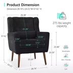 Chenille Accent Chair, Modern Lounge Armchair with Throw Pillow, Ergonomic Back, Tapered Wood Legs, Reading Chair for Living Room, Bedroom