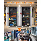 72 H Metal Storage Cabinet with Wheels, Garage Storage Cabinet with Adjustable Shelves and 2 Doors for Garage Home Office Utility Room