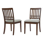 Yates Dining Chairs with Curved Wood Backrest and Gray Fabric Seat