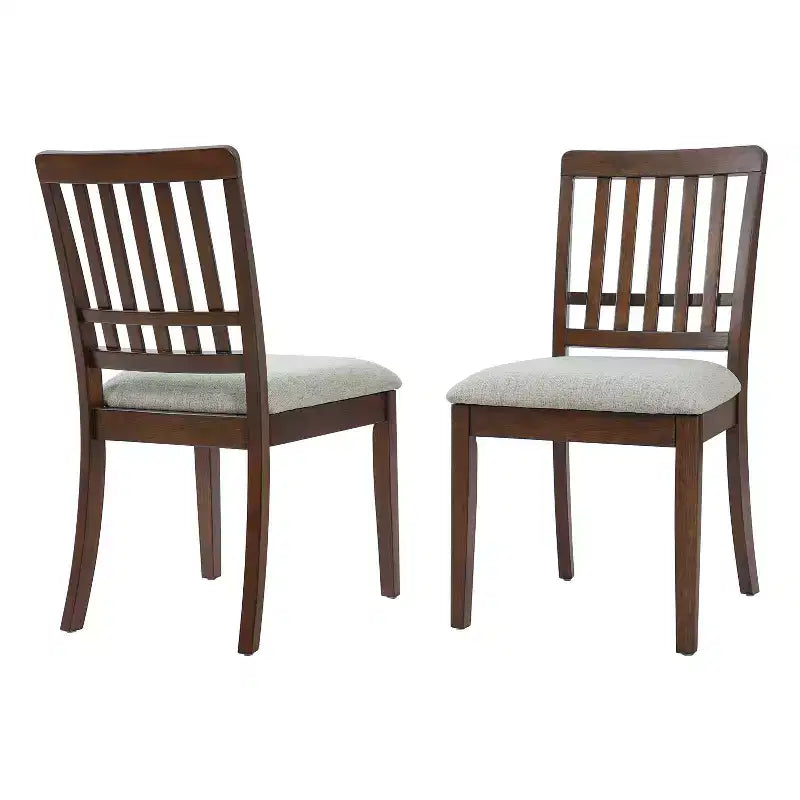 Yates Dining Chairs with Curved Wood Backrest and Gray Fabric Seat