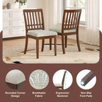 Yates Dining Chairs with Curved Wood Backrest and Gray Fabric Seat
