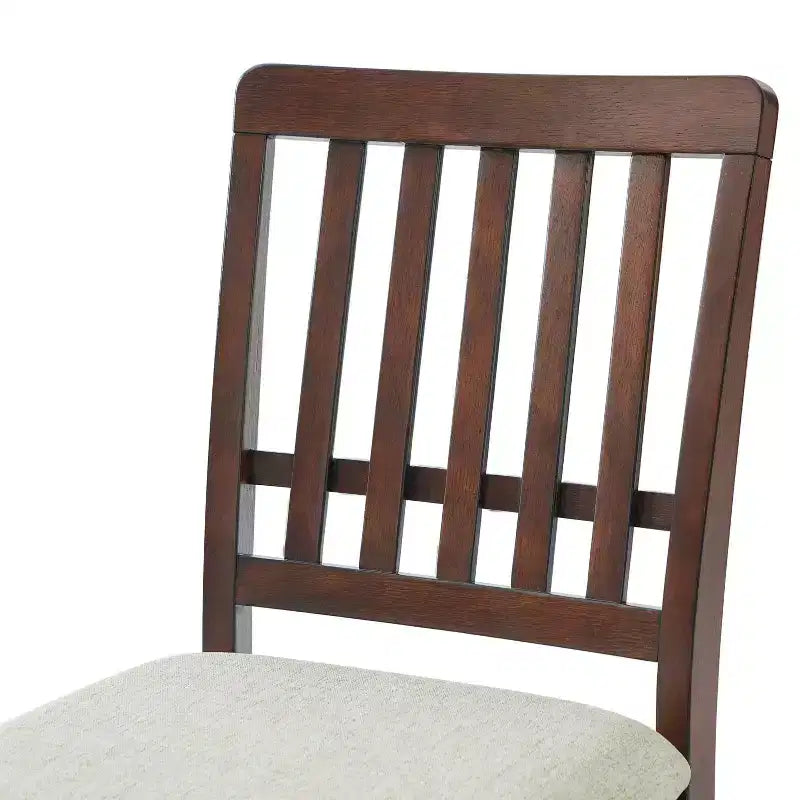 Yates Dining Chairs with Curved Wood Backrest and Gray Fabric Seat