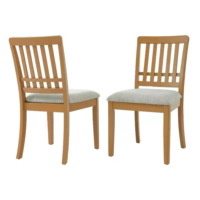 Yates Dining Chairs with Curved Wood Backrest and Gray Fabric Seat
