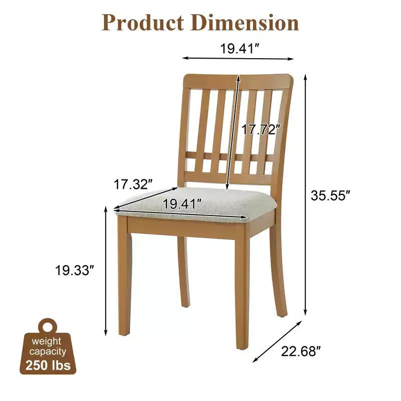 Yates Dining Chairs with Curved Wood Backrest and Gray Fabric Seat