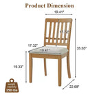 Yates Dining Chairs with Curved Wood Backrest and Gray Fabric Seat