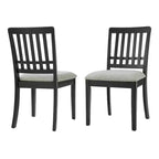 Yates Dining Chairs with Curved Wood Backrest and Gray Fabric Seat