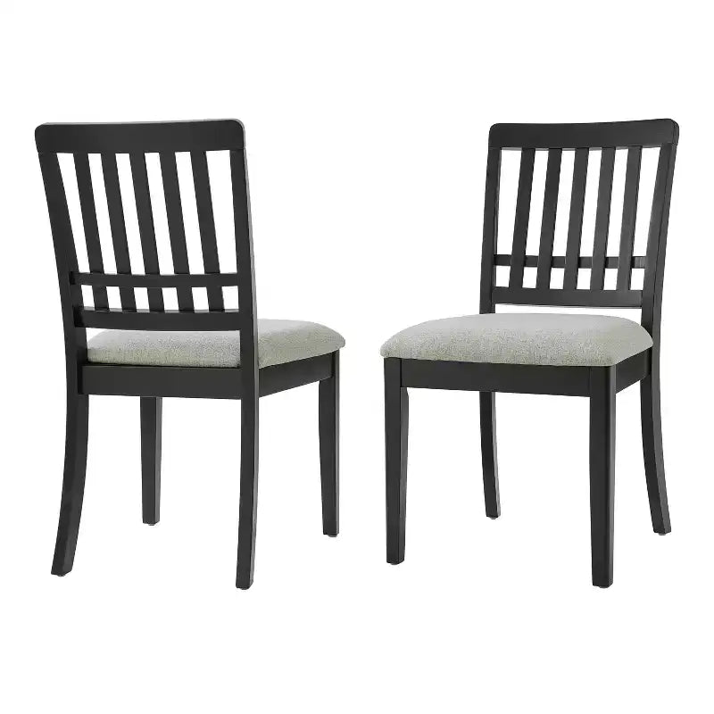Yates Dining Chairs with Curved Wood Backrest and Gray Fabric Seat