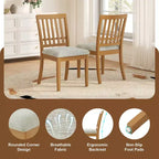 Yates Dining Chairs with Curved Wood Backrest and Gray Fabric Seat