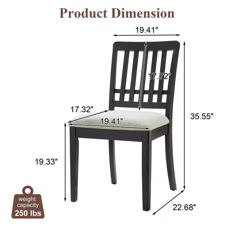 Yates Dining Chairs with Curved Wood Backrest and Gray Fabric Seat