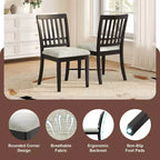 Yates Dining Chairs with Curved Wood Backrest and Gray Fabric Seat