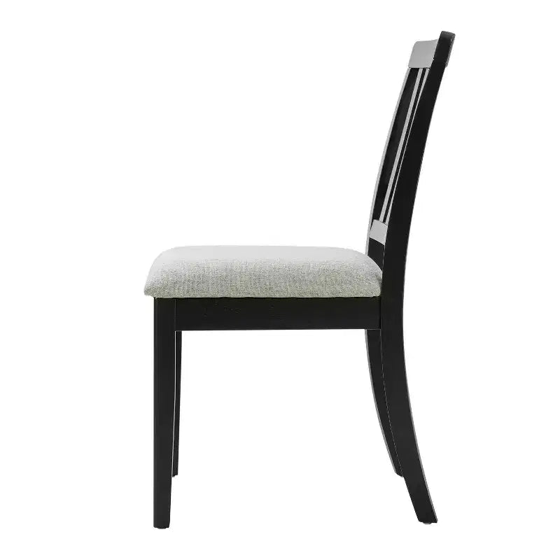 Yates Dining Chairs with Curved Wood Backrest and Gray Fabric Seat