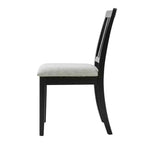 Yates Dining Chairs with Curved Wood Backrest and Gray Fabric Seat